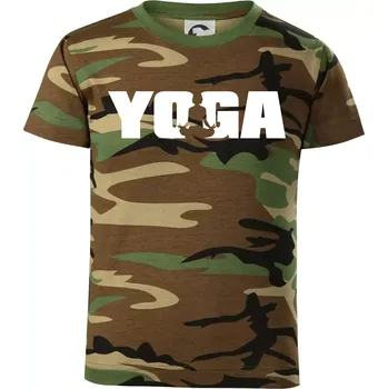 Chlapecké oblečení Yoga nápis - Dětské maskáčové triko - 104-110cm / 3-4 roky ( Hnědý maskáč )
