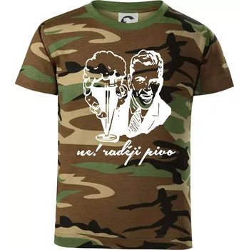 Chlapecké oblečení Ne! Raději pivo - Dětské maskáčové triko - 104-110cm / 3-4 roky ( Hnědý maskáč )