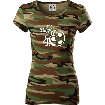 Dámské tričko Velký fotbalista - Dámské maskáčové triko - S ( Hnědý maskáč )