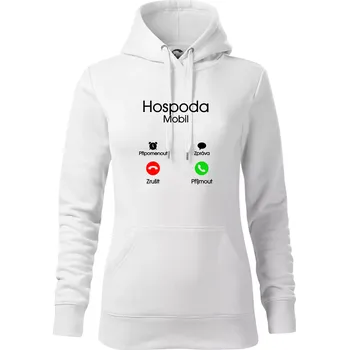 Dámská mikina Hospoda volá - Mikina dámská Cape s kapucí - XS ( Bílá )