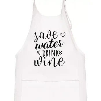 Kuchyňská zástěra Save water drink wine - Dětská zástěra na vaření - Univerzální velikost ( Bílá )