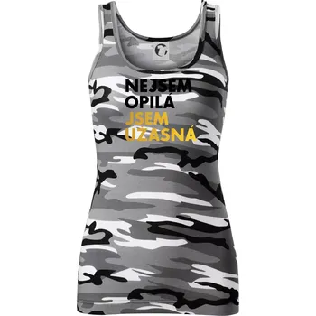 Dámské tričko Nejsem opilý jsem úžasná - Dámské Maskáčové tílko - L ( Šedý maskáč )