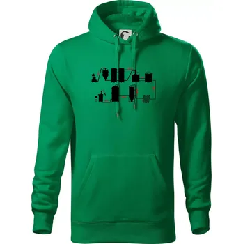 Pánská mikina Pivní cesta od výroby k výčepu - Mikina pánská Cape s kapucí - 5XL ( Středně zelená )