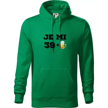 Pánská mikina Je mi 40 pivo - Mikina pánská Cape s kapucí - 5XL ( Středně zelená )