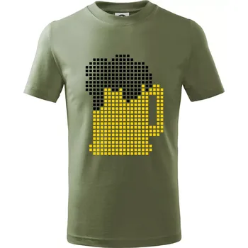 Pivo pixel - Tričko dětské bavlněné - 134 cm/8 let ( Khaki )
