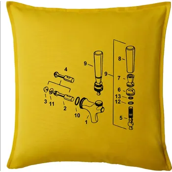 Polštář Pípa nákres - Polštář 50x50 - 50x50 - Pouze potah ( Žlutá )