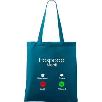 Nákupní taška Hospoda volá - Taška bavlněná - 42 x 38 cm ( Petrolejová )
