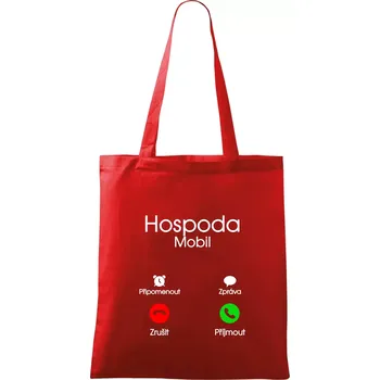 Nákupní taška Hospoda volá - Taška bavlněná - 42 x 38 cm ( Červená )