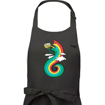 Kuchyňská zástěra Piju jako duha (Pecka design) - Pánská zástěra na vaření - Univerzální velikost ( Dřevěné uhlí )