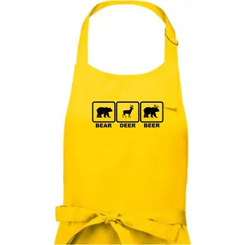 Kuchyňská zástěra Bear - Deer - Beer - Pánská zástěra na vaření - Univerzální velikost ( Žlutá )