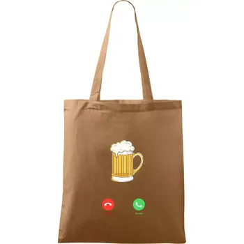 Nákupní taška Volá pivo (Pecka design) - Taška bavlněná - 42 x 38 cm ( Cappuccino )