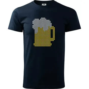 Pánské tričko Pivo pixel - Triko extra velké (5-8XL) - 8XL ( Námořní modrá (velmi tmavá - téměř černá) )