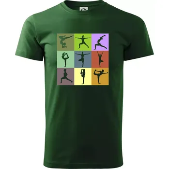 Pánské tričko Yoga abeceda - Triko extra velké (5-8XL) - 6XL ( Lahvově zelená )