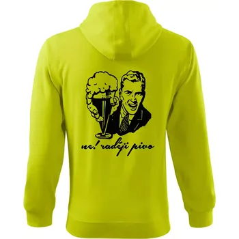 Pánská móda Ne! Raději pivo - Mikina s kapucí na zip trendy zipper - S ( Limetková )