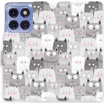 Pouzdro na mobilní telefon Flipové pouzdro Mobiwear - Motorola Edge 60 Pro - M099P Kočičky (Knížkové flip pouzdro, obal, kryt na mobil Motorola Edge 60 Pro - M099P Kočičky, materiál Umělá kůže + TPU - ochrana 360°, stojánek, silikonová vanička, magnetické zavírání)