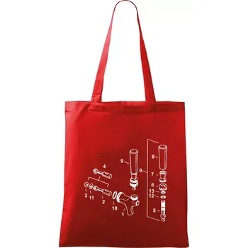 Pípa nákres - Taška bavlněná - 42 x 38 cm ( Červená )