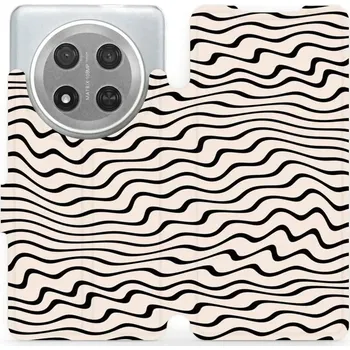 Pouzdro na mobilní telefon Flipové pouzdro Mobiwear - Honor Magic7 Lite 5G - VA62S Vlnky na béžové (Knížkové flip pouzdro, obal, kryt na mobil Honor Magic7 Lite 5G - VA62S Vlnky na béžové, materiál Umělá kůže + TPU - ochrana 360°, stojánek, silikonová vanička, magnetické zavírání)