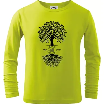 Chlapecké tričko Narozeninový strom 50 - Triko dětské Long Sleeve - 146 cm/10 let ( Limetková )