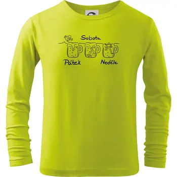 Dětská móda Pátek sobota neděle pivo - Triko dětské Long Sleeve - 122 cm/6 let ( Limetková )