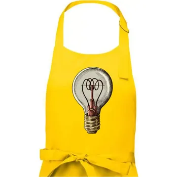 Kuchyňská zástěra Retro žárovka - Dámská zástěra na vaření - Univerzální velikost ( Žlutá )