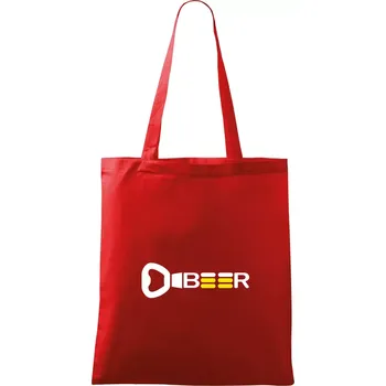 Nákupní taška Otvírák Beer - Taška bavlněná - 42 x 38 cm ( Červená )