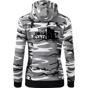 Dámská mikina The Beer State - Praha - Dámská mikina trendy zipper s kapucí - 2XL ( Šedý maskáč )