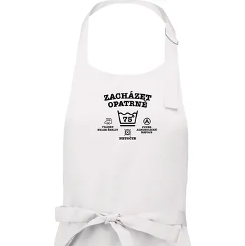 Kuchyňská zástěra Zacházet opatrně 75 - Pánská zástěra na vaření - Univerzální velikost ( Bílá )