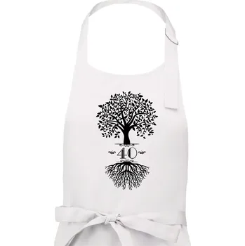 Kuchyňská zástěra Narozeninový strom 40 - Pánská zástěra na vaření - Univerzální velikost ( Bílá )