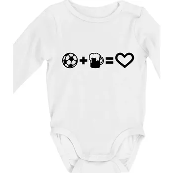 Míč, pivo, srdce - Body kojenecké s dlouhým rukávem - Dlouhý r. do 3 měs ( Bílá )