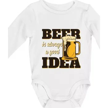 Beer idea - Body kojenecké s dlouhým rukávem - Dlouhý r. do 3 měs ( Bílá )
