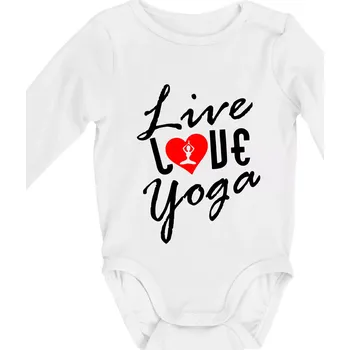 Kojenecký body Live Love Yoga - Body kojenecké s dlouhým rukávem - Dlouhý r. do 3 měs ( Bílá )