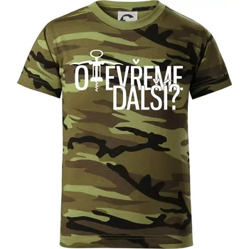 Otevřeme další? - Dětské maskáčové triko - 122 cm/6 let ( Zelený maskáč )