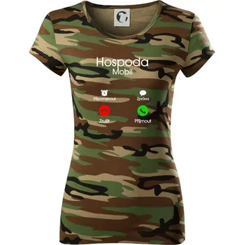 Hospoda volá - Dámské maskáčové triko - 2XL ( Hnědý maskáč )