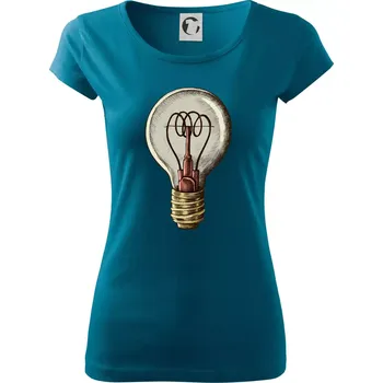 Dámské tričko Retro žárovka - Dámské triko Pure - L ( Petrolejová )