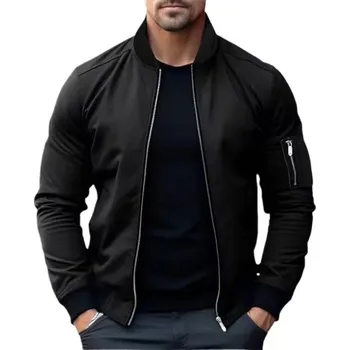 Pánská softshellová bunda Pánská bomber bunda na zip ve streetwear stylu Barva: Černá, Velikost: 6XL