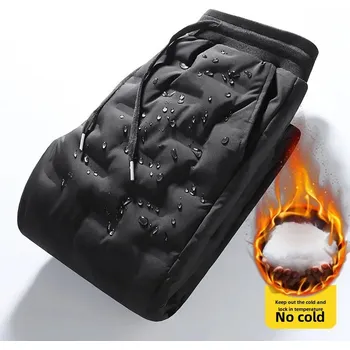 Pánské kalhoty Pánské prošívané sportovní kalhoty – zimní zateplený styl Velikost: 3XL, Barva (Varianta): [Cotton pants]-Black