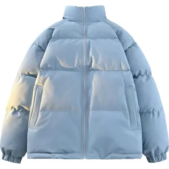 Pánský zimní kabát Unisex zimní bunda s vysokým límcem a výplní Barva: Světle Modrá, Velikost: 4XL