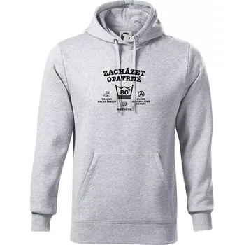 Pánská mikina Zacházet opatrně 80 - Mikina pánská Cape s kapucí - 2XL ( Světlešedý Melír )