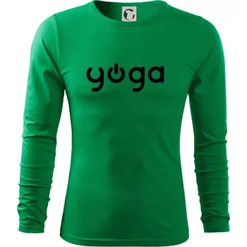 Pánská móda Power yoga logo - Triko s dlouhým rukávem FIT-T long sleeve - S ( Středně zelená )