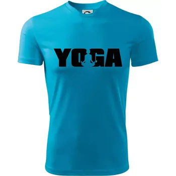 Yoga nápis - Dětské triko sportovní (dresovina) - 146 cm/10 let ( Světlý tyrkys )