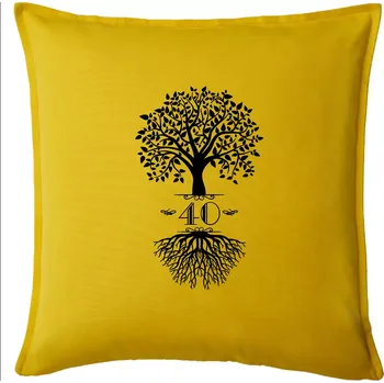 Polštář Narozeninový strom 40 - Polštář 50x50 - 50x50 - Pouze potah ( Žlutá )