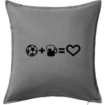 Polštář Míč, pivo, srdce - Polštář 50x50 - 50x50 - Včetně výplně ( Tmavě šedý melír )