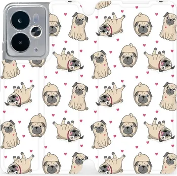 Pouzdro na mobilní telefon Flipové pouzdro Mobiwear - Realme 14 5G - M097P Mopsíci (Knížkové flip pouzdro, obal, kryt na mobil Realme 14 5G - M097P Mopsíci, materiál Umělá kůže + TPU - ochrana 360°, stojánek, silikonová vanička, magnetické zavírání)