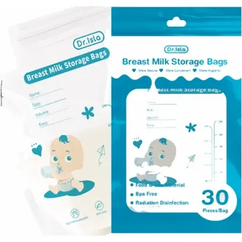 Příslušenství k odsávačce mléka Sáčky na mateřské mléko 250 ml Skladovací sáčky s dvojitým zipem 30 ks PE Bez BPA Nepropustné Uzavíratelné sáčky pro kojení