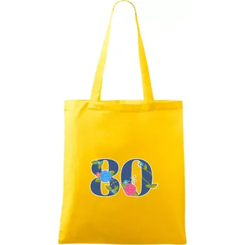 Květinové číslo kreslené - 80 - Taška bavlněná - 42 x 38 cm ( Žlutá )