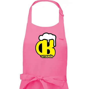Kuchyňská zástěra Pivo vitamín B - Dámská zástěra na vaření - Univerzální velikost ( Růžová )