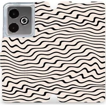 Pouzdro na mobilní telefon Flipové pouzdro Mobiwear - Realme GT 7 - VA62S Vlnky na béžové (Knížkové flip pouzdro, obal, kryt na mobil Realme GT 7 - VA62S Vlnky na béžové, materiál Umělá kůže + TPU - ochrana 360°, stojánek, silikonová vanička, magnetické zavírání)