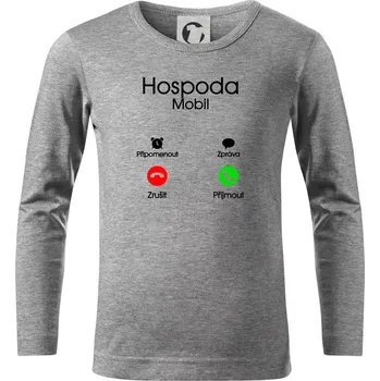 Chlapecké oblečení Hospoda volá - Triko dětské Long Sleeve - 104-110cm / 3-4 roky ( Tmavě šedý melír )