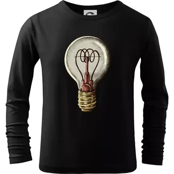 Chlapecké tričko Retro žárovka - Triko dětské Long Sleeve - 134 cm/8 let ( Černá )