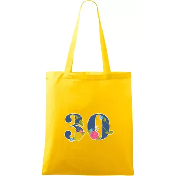 Květinové číslo kreslené - 30 - Taška bavlněná - 42 x 38 cm ( Žlutá )